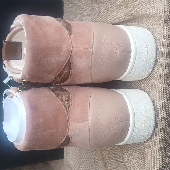 Authentic Coach Signature 'C'  Blush Pink and Brown Canvas High-Tops Sz 10 - Picture 10 of 14